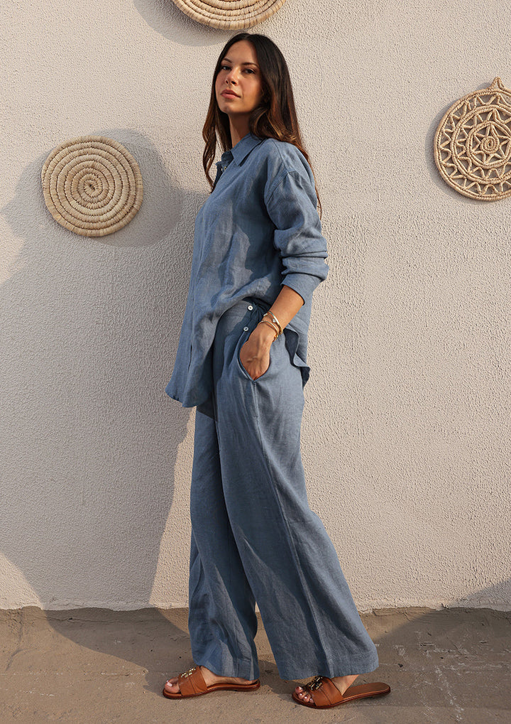 100% Italian Linen Set - Blue