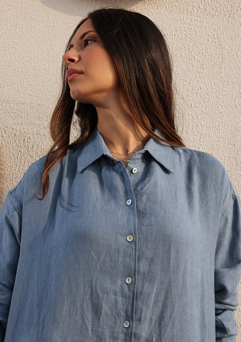 100% Italian Linen Set - Blue