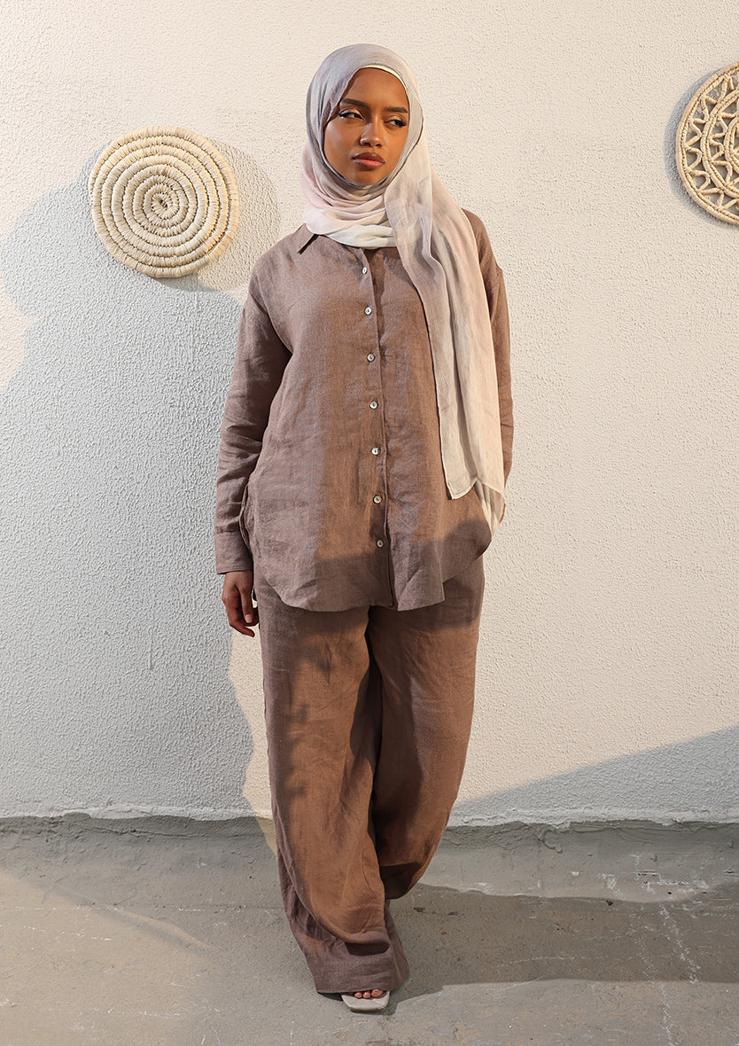 100% Italian Linen Set Taupe