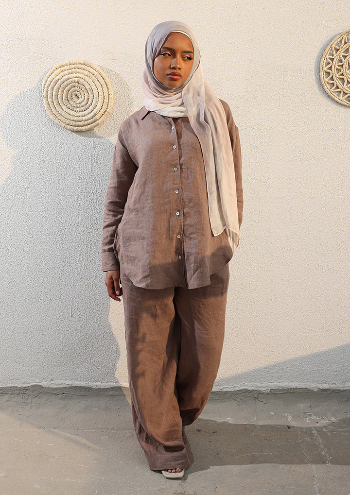 100% Italian Linen Set Taupe