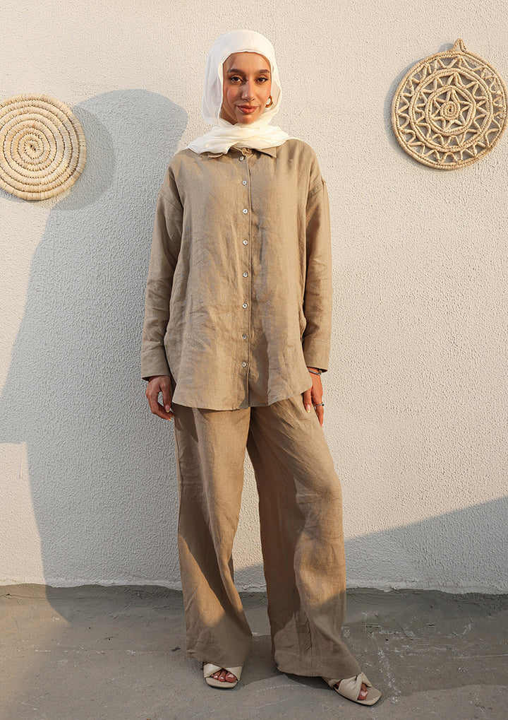 100% Italian Linen Set - Olive