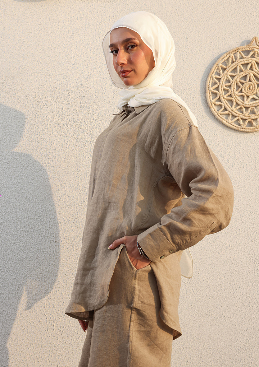 100% Italian Linen Set - Olive