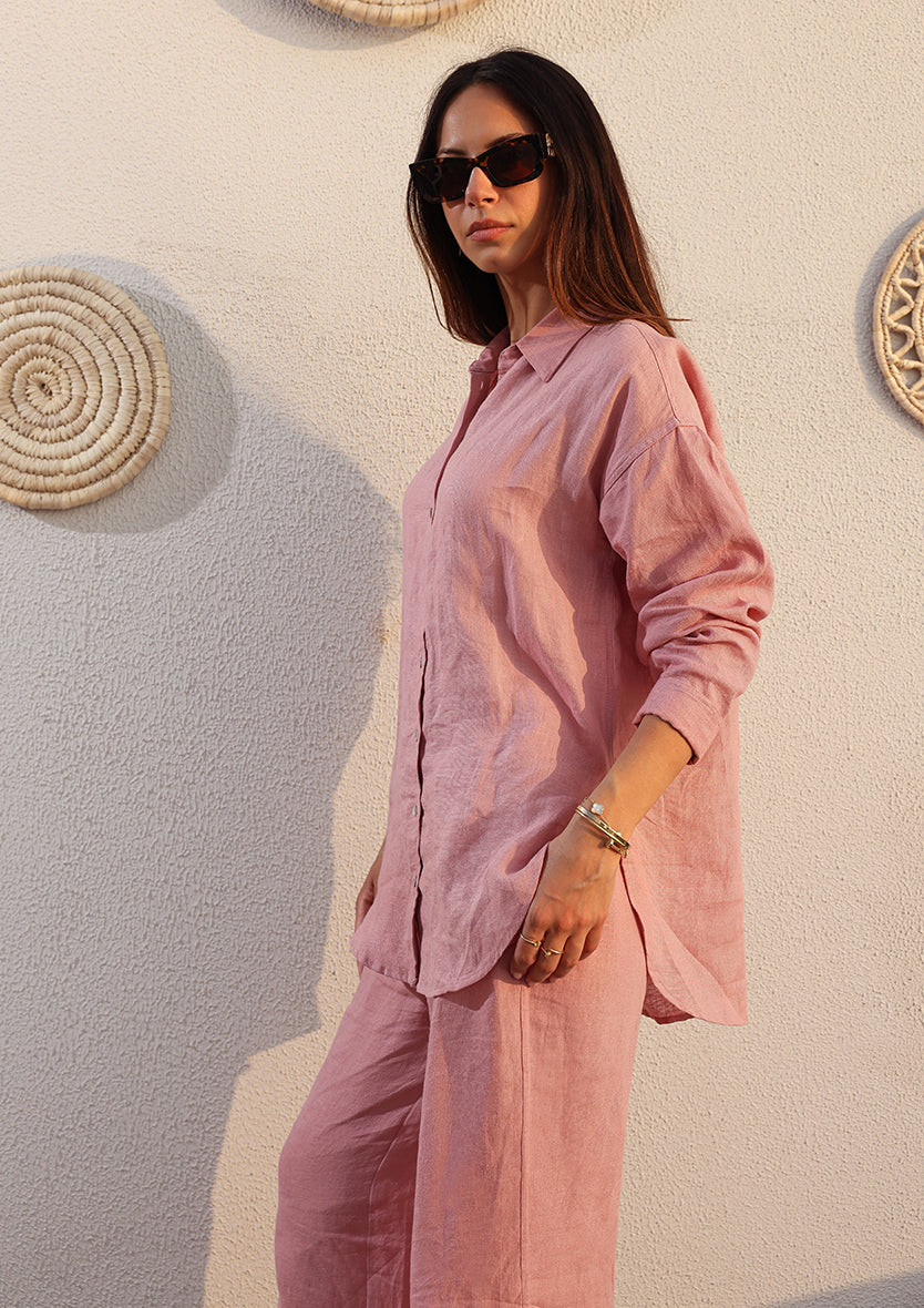 100% Italian Linen Set - Pink