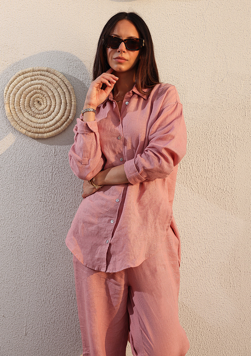 100% Italian Linen Set - Pink