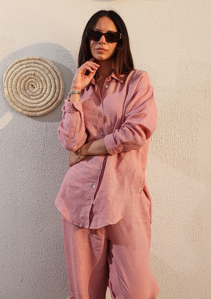 100% Italian Linen Set - Pink
