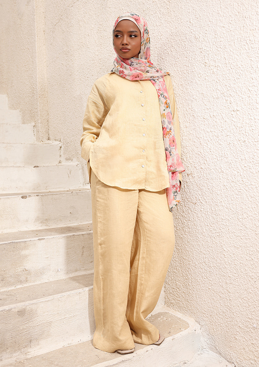 100% Italian Linen Set - Butter Yellow