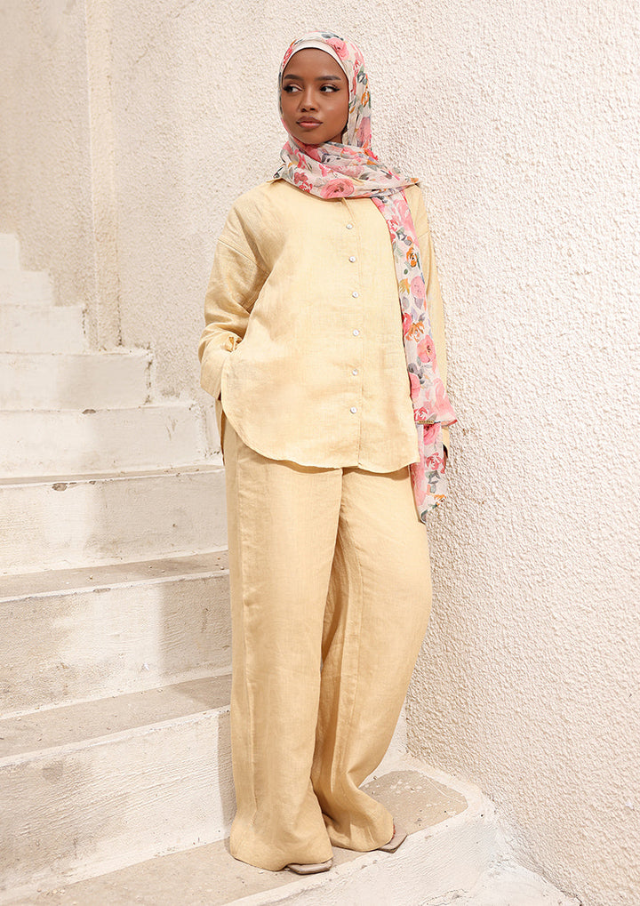 100% Italian Linen Set - Butter Yellow
