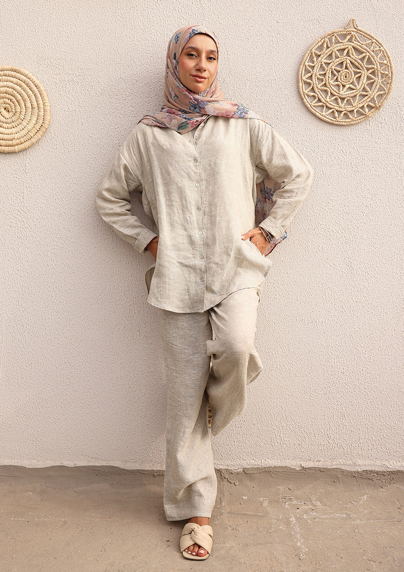 100% Italian Linen Set - Natural Beige
