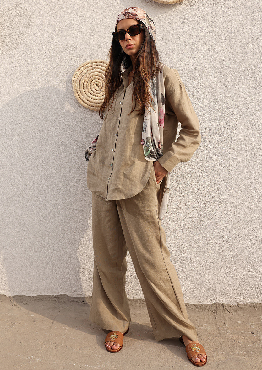 100% Italian Linen Set - Olive