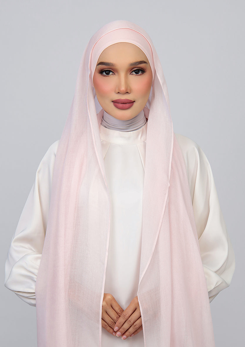 Light Pink - Modal Woven Shawl Set with Inner