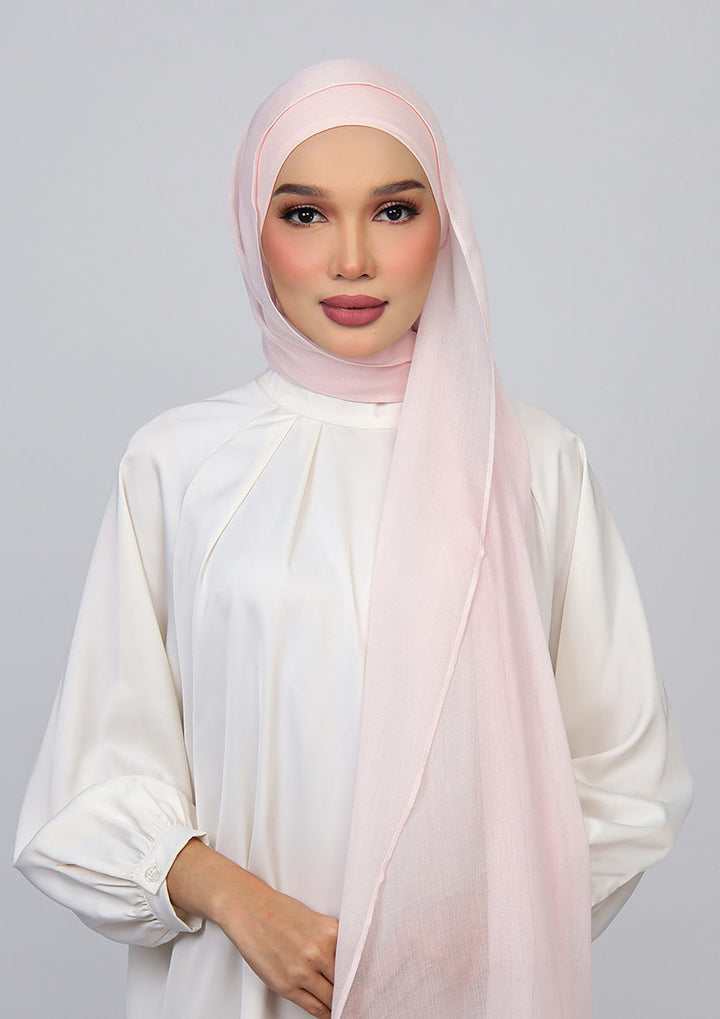Light Pink - Modal Woven Shawl Set with Inner