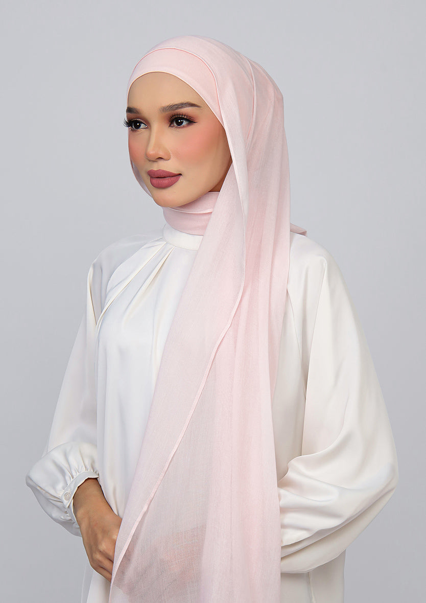 Light Pink - Modal Woven Shawl Set with Inner