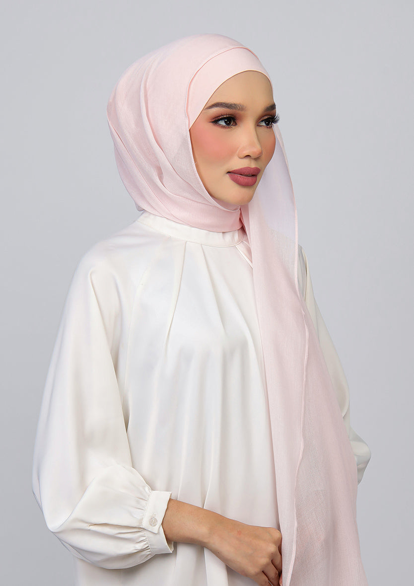 Light Pink - Modal Woven Shawl Set with Inner