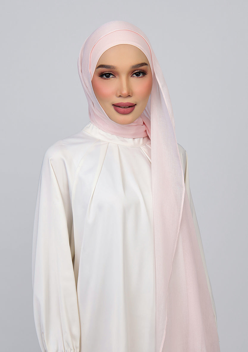 Light Pink - Modal Woven Shawl Set with Inner