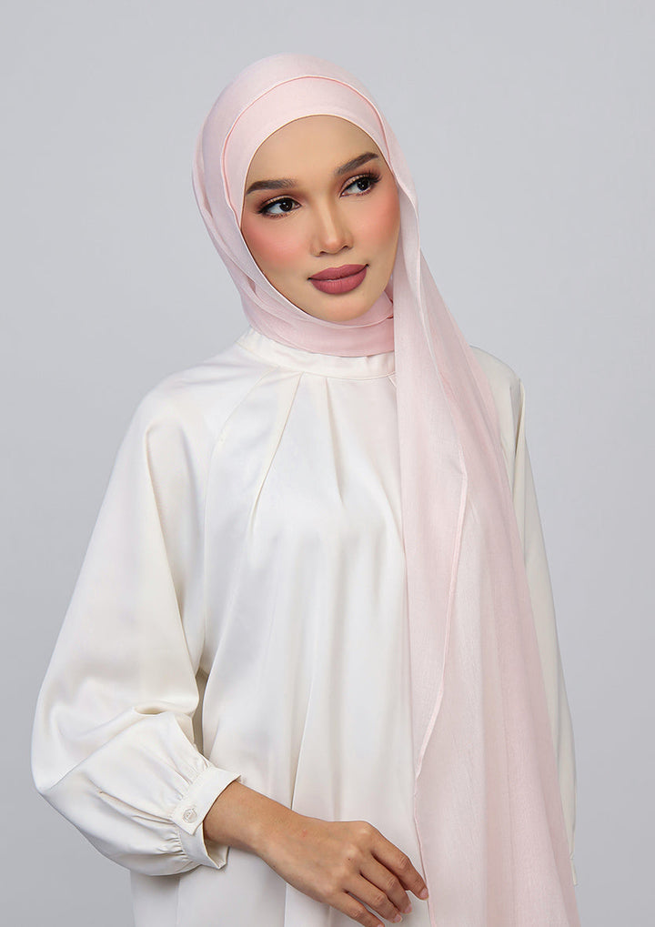 Light Pink - Modal Woven Shawl Set with Inner