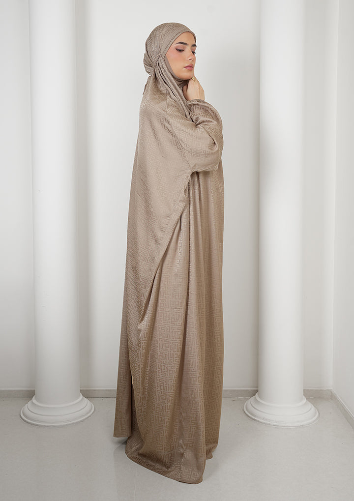 Monogram Khaki - Women Gown - Plain Jacquard Satin