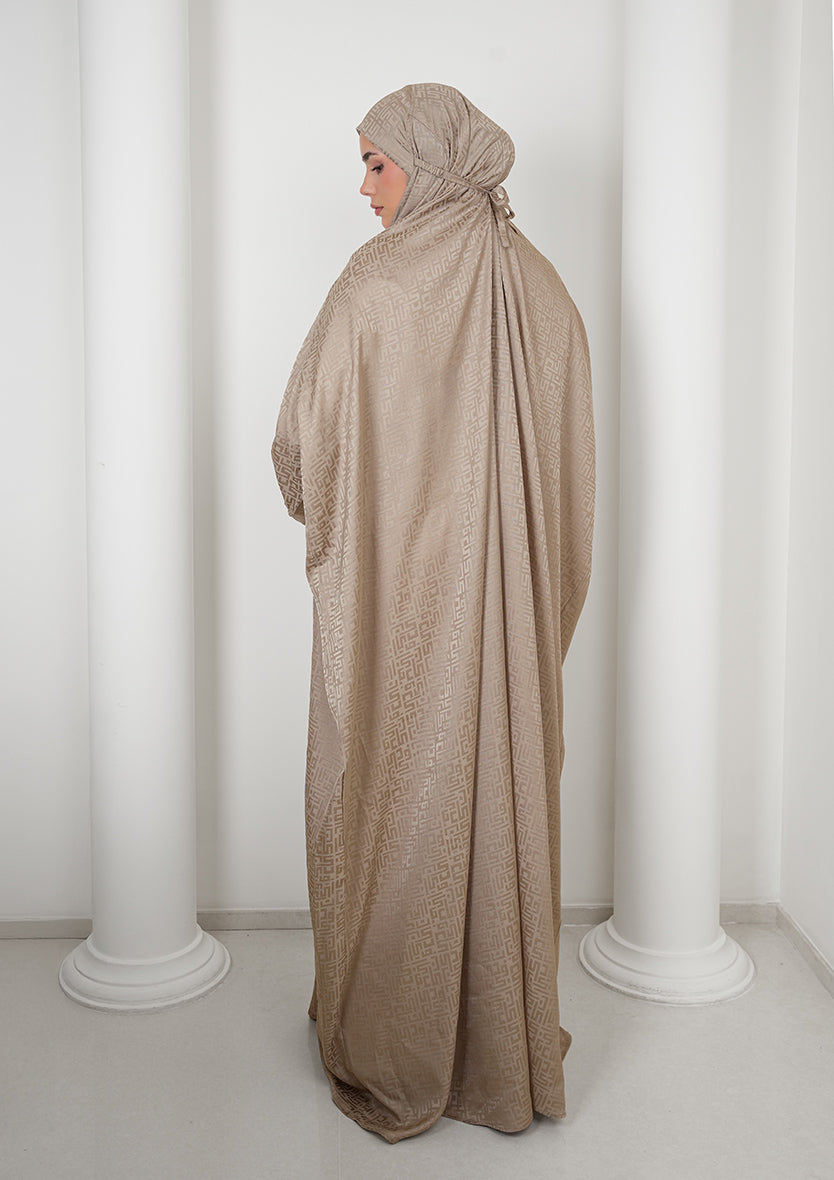 Monogram Khaki - Women Gown - Plain Jacquard Satin