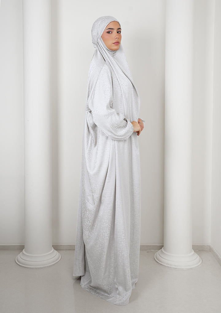 Monogram Light Gray - Women Gown - Plain Jacquard Satin
