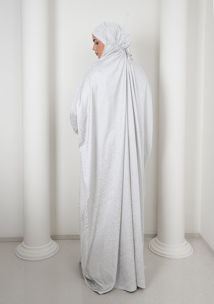 Monogram Light Gray - Women Gown - Plain Jacquard Satin