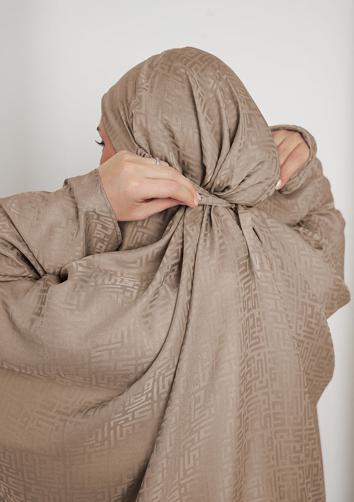 Monogram Khaki-Women prayer set-Plain Jacquard Satin