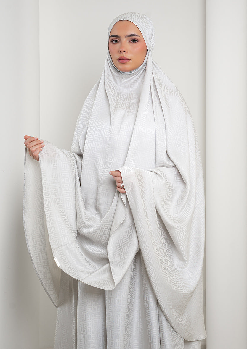 Monogram Gray-Women prayer set-Plain Jacquard Satin