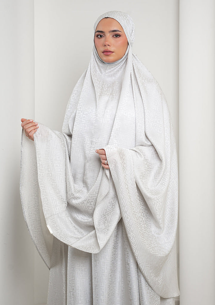 Monogram Gray-Women prayer set-Plain Jacquard Satin