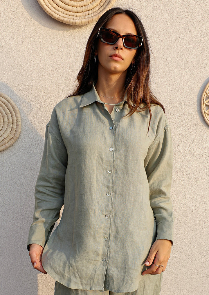 100% Italian Linen Set - Sage Green