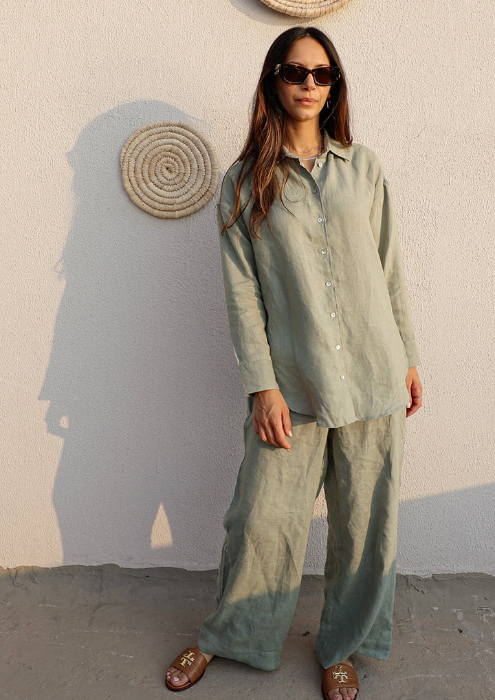 100% Italian Linen Set - Sage Green