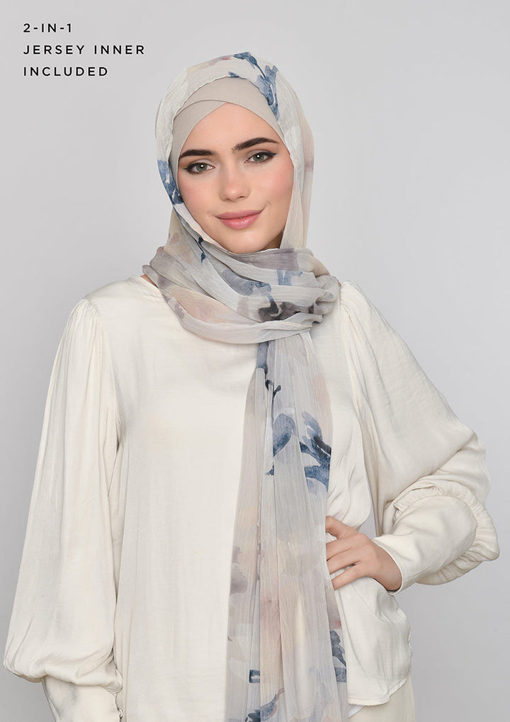 Salma-Classic Shawl-Printed Crinkled Chiffon