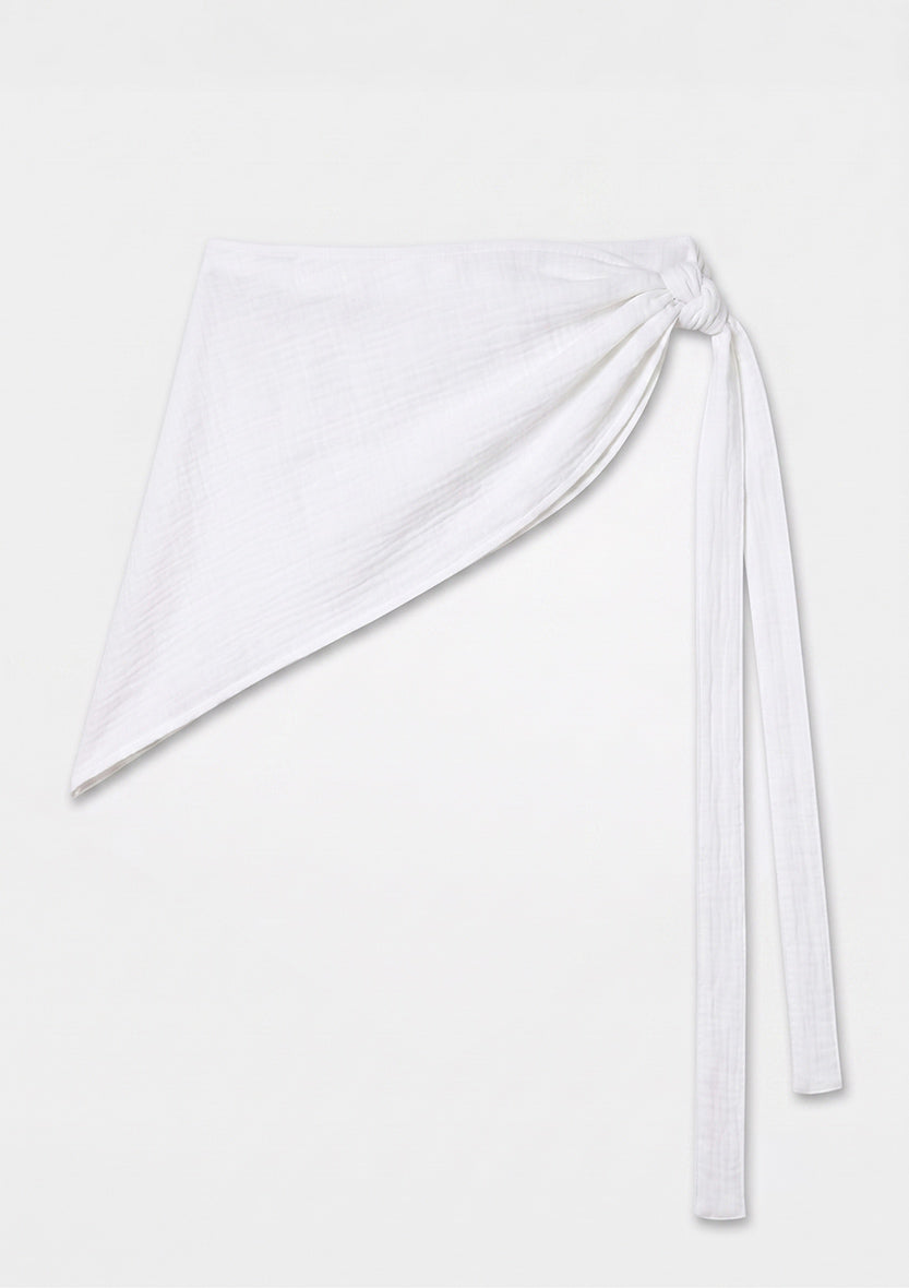 Capri Wrap Blouse & Ruffle Skirt - White Linen Combo