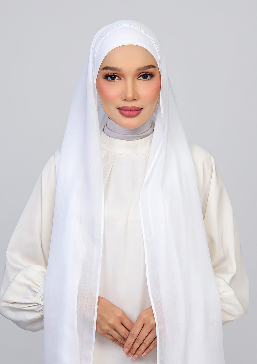 White - Modal Woven Shawl Set with Inner