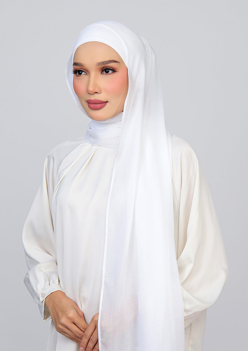 White - Modal Woven Shawl Set with Inner