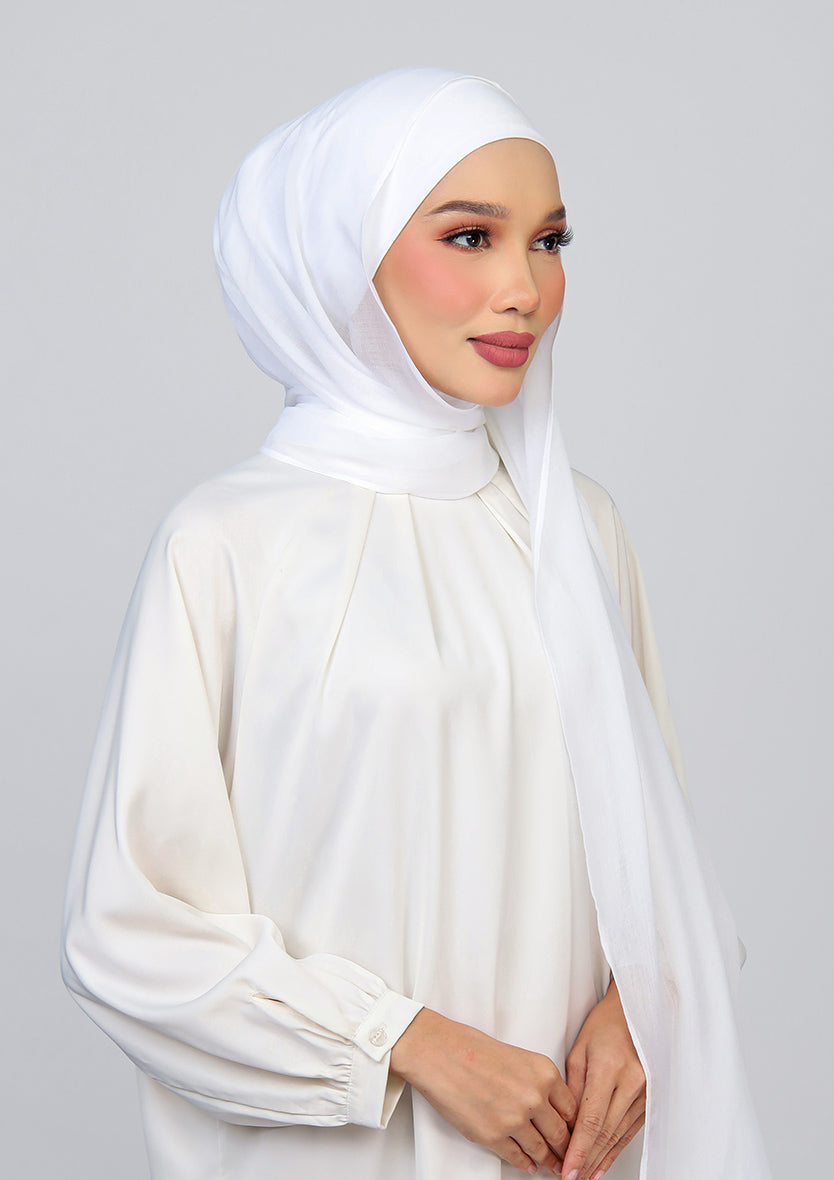 White - Modal Woven Shawl Set with Inner