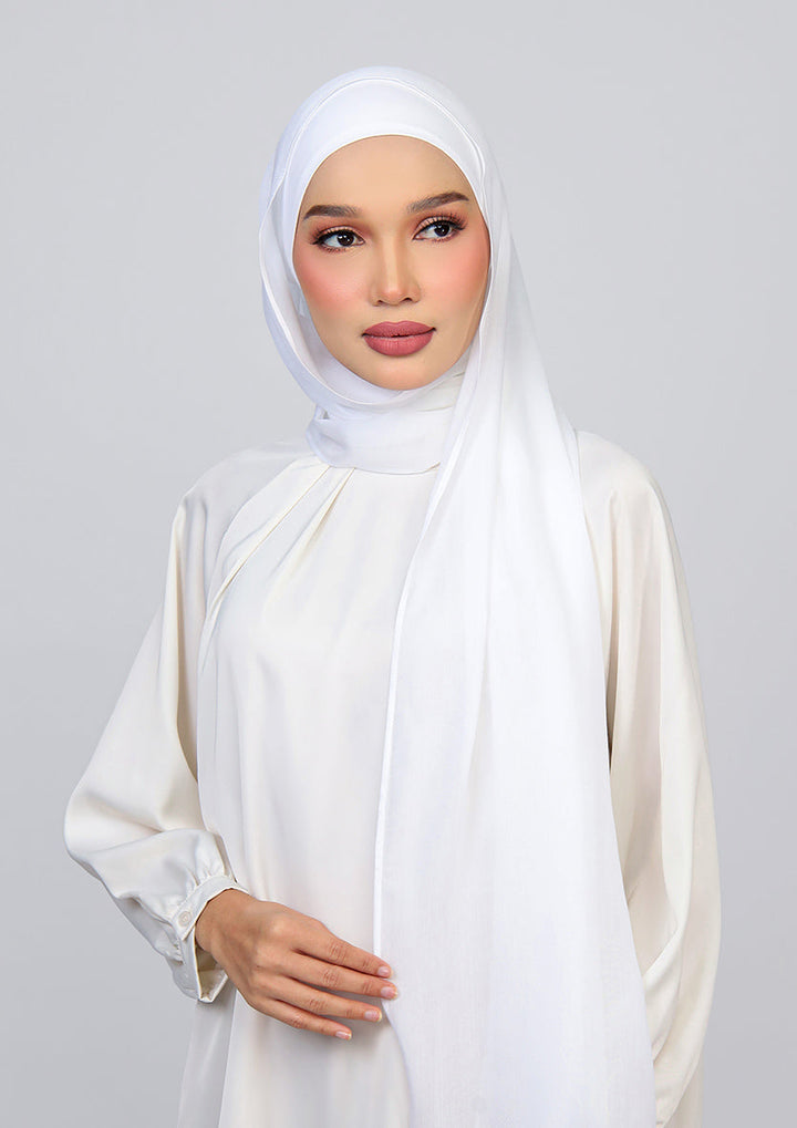 White - Modal Woven Shawl Set with Inner