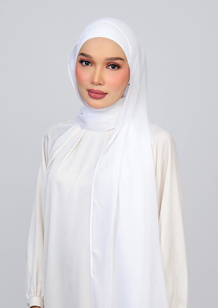 White - Modal Woven Shawl Set with Inner