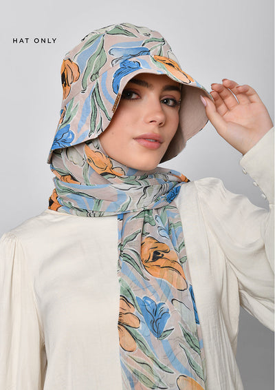 Yellow Daffodil- Bucket Hat-Printed Crinkled Chiffon