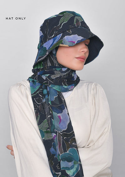 Megaflora- Bucket Hat-Printed Crinkled Chiffon