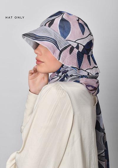 Enchanting Blues- Bucket Hat-Printed Crinkled Chiffon