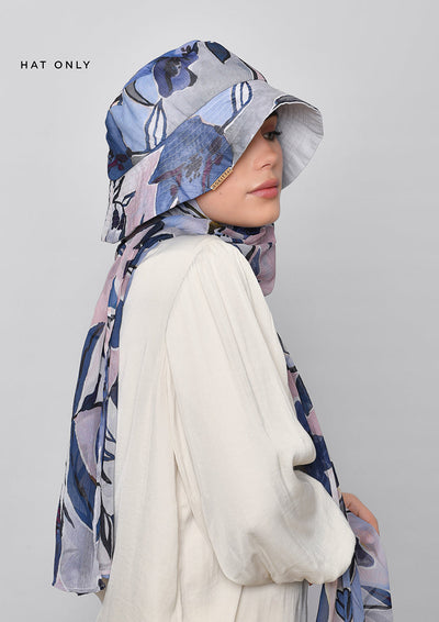 Enchanting Blues- Bucket Hat-Printed Crinkled Chiffon