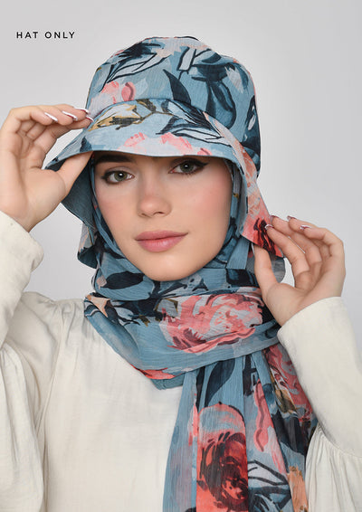 Fayrooz-Bucket Hat-Printed Crinkled Chiffon