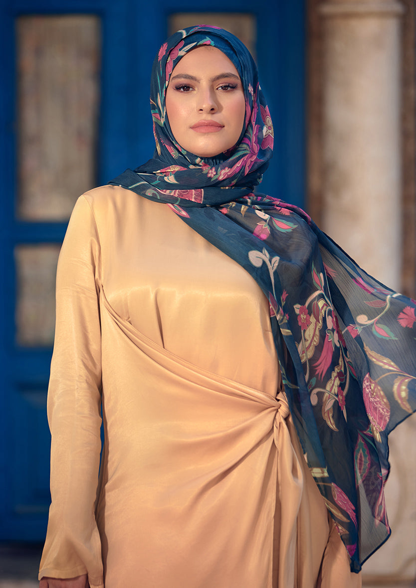 Turkish Delight-Printed Crinkled Chiffon