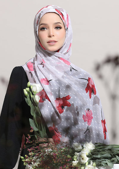 Classic Poppy-Printed Mosaic Butti Chiffon