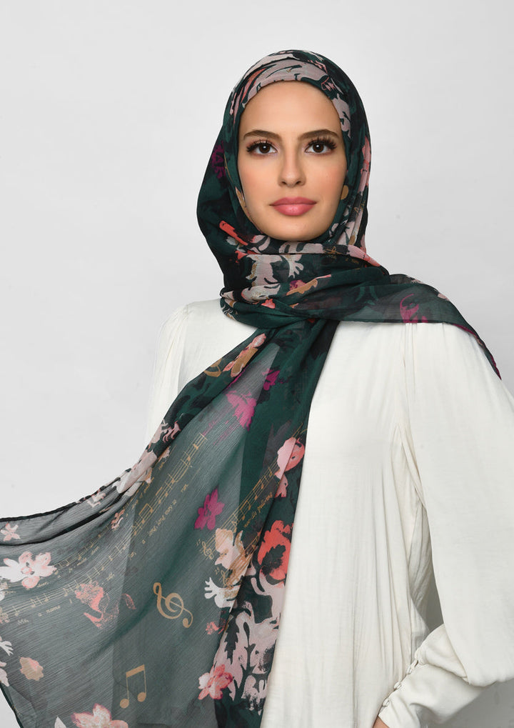 Sound of Music-Printed Crinkled Chiffon