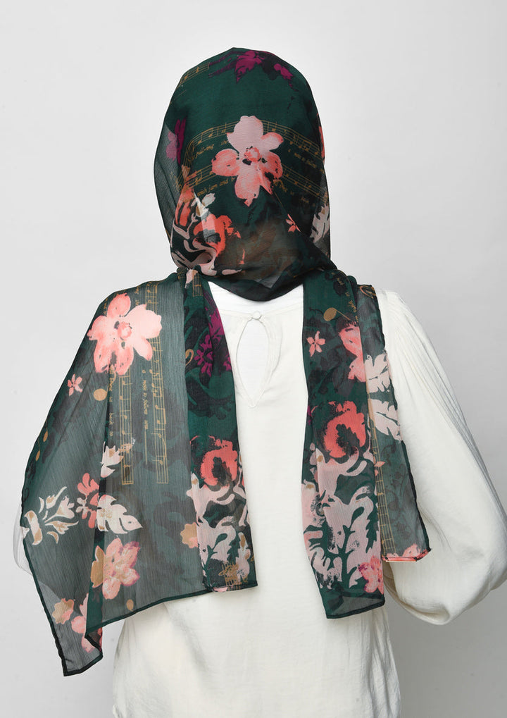 Sound of Music-Printed Crinkled Chiffon