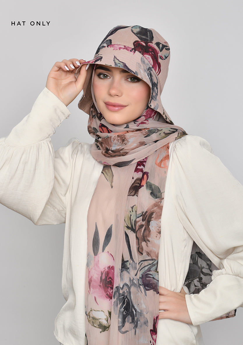 Layla-Bucket Hat-Printed Crinkled Chiffon