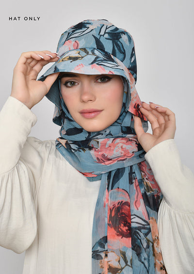 Fayrooz-Bucket Hat-Printed Crinkled Chiffon