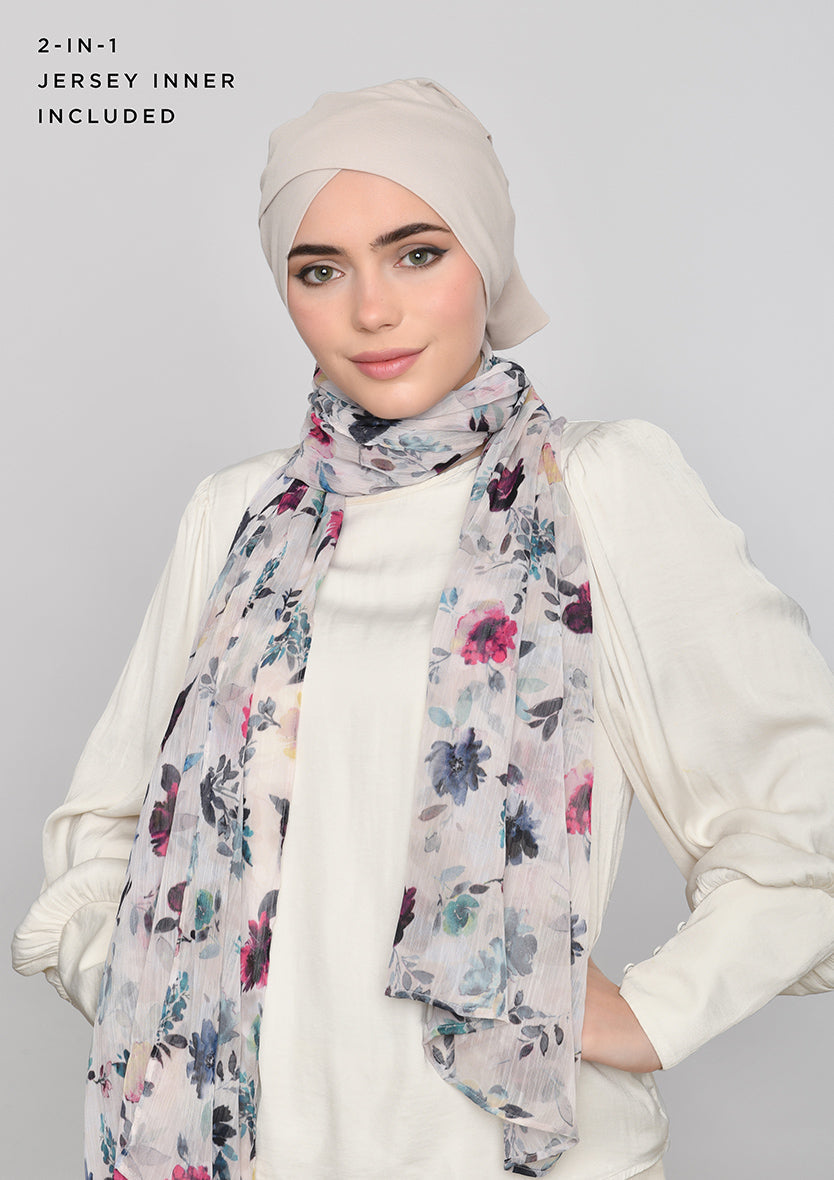 Narjis-Classic Shawl-Printed Crinkled Chiffon