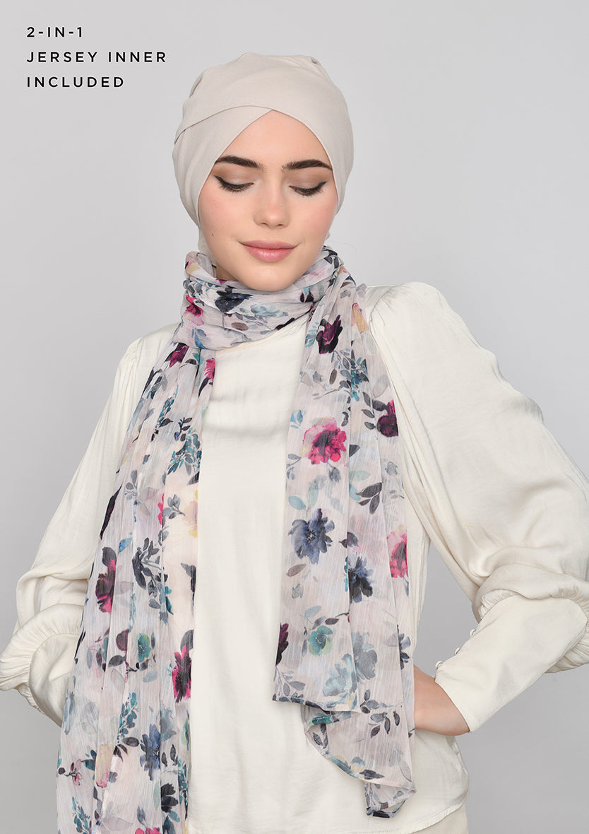 Narjis-Classic Shawl-Printed Crinkled Chiffon