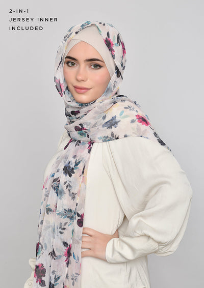 Narjis-Classic Shawl-Printed Crinkled Chiffon