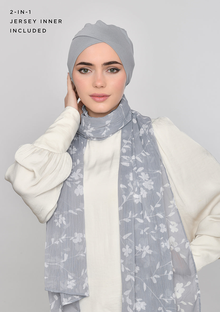 Sakina-Classic Shawl-Printed Crinkled Chiffon